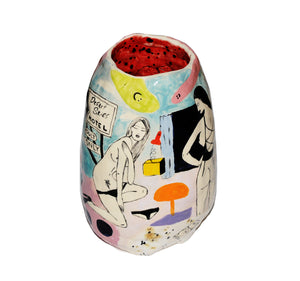 Katya Krasnova - Hand Built & Painted Ceramic Vase