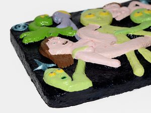 Pam Puck 'UFOrgy' - Paper clay, paint, & varnish