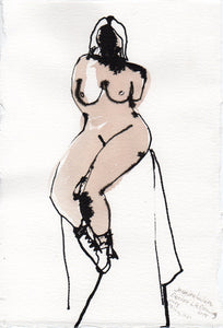 Jeanine Le Claire 'Sitting Still' Original Illustration